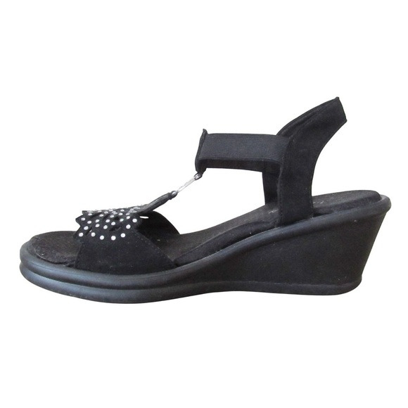 Skechers Rumble On Queen B2 Black Sandals 10 Embellished Y2K Bling Luxe Foam - Picture 4 of 10